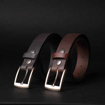 The Crest Belt - Slim Brown 35mm 100% Full-Grain Leather Belt