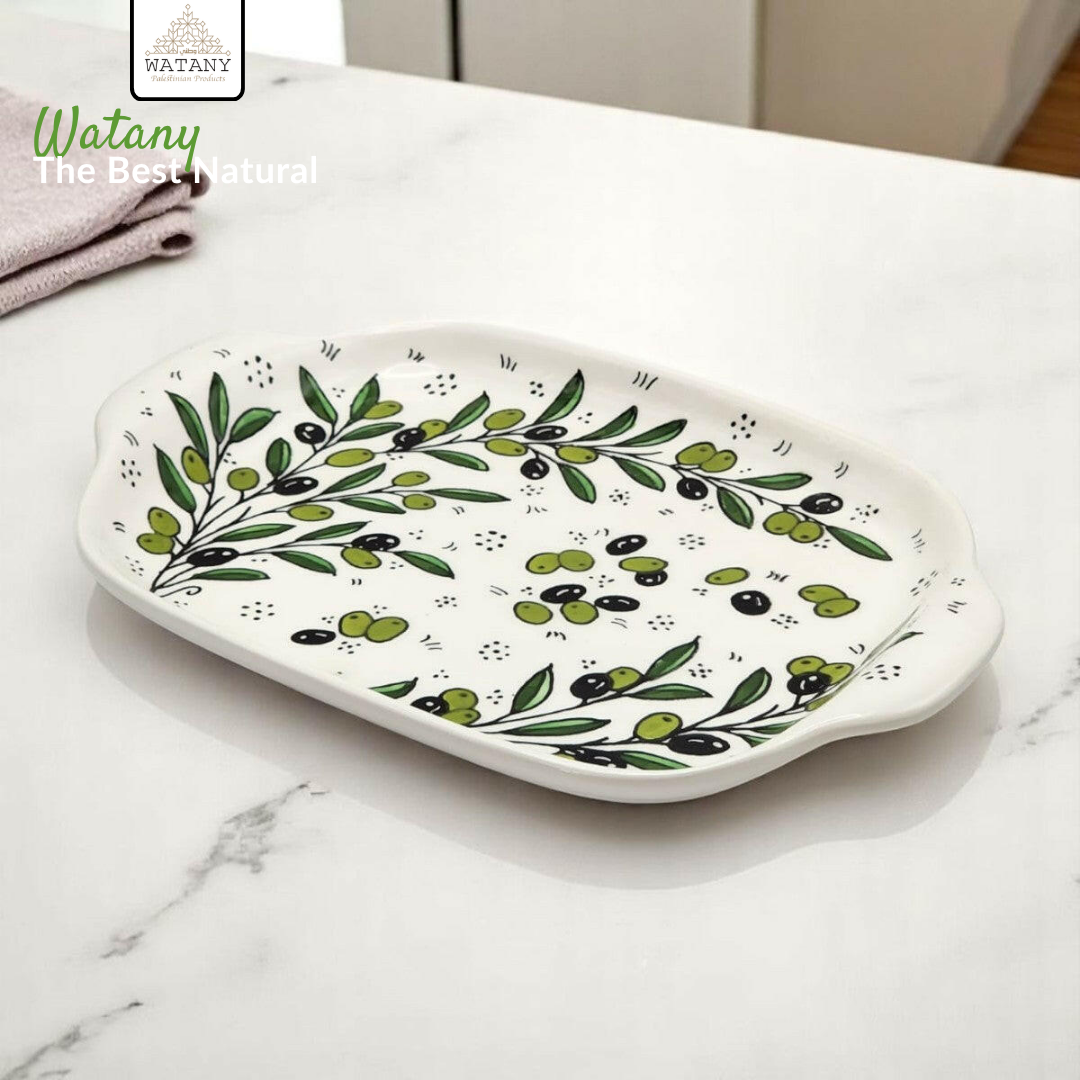 Palestinian Ceramic Serving Plate 24×34×7 cm