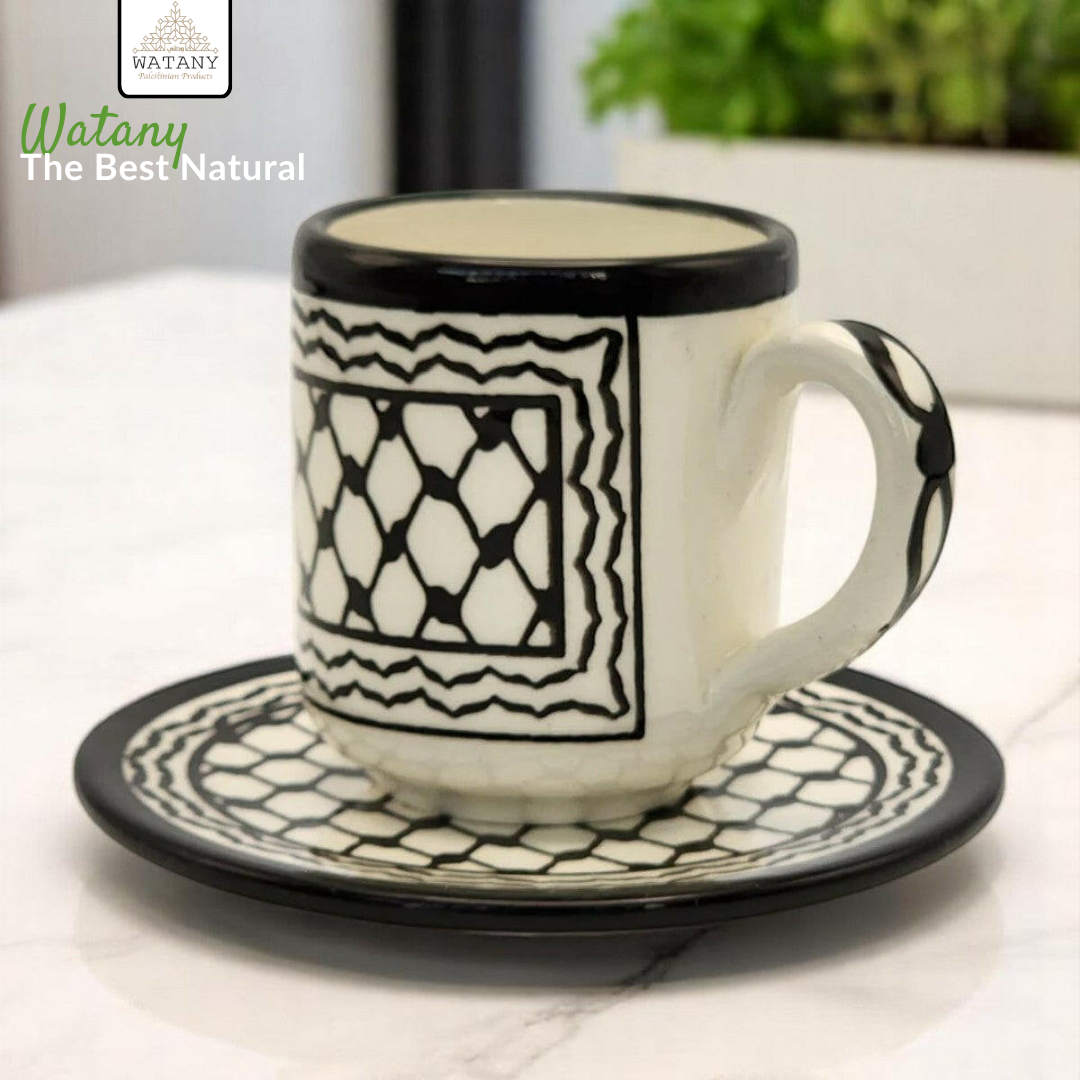 Palestinian Kuffia Coffee Cups (Cylinder Set of 6) 6x6x7 cm