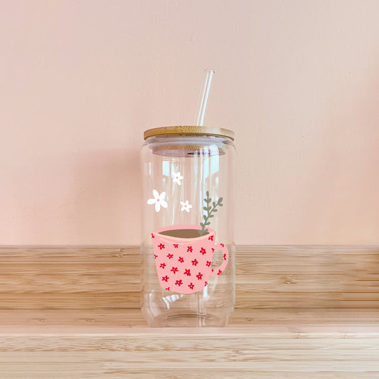 Boho Glass - Pink Coffee Cup
