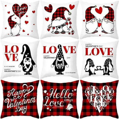 Valentine's Day Red Cartoon Letter Series Peach Skin Sofa Pillowcase