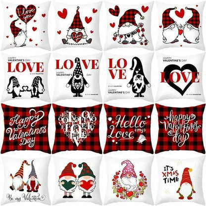 Valentine's Day Red Cartoon Letter Series Peach Skin Sofa Pillowcase