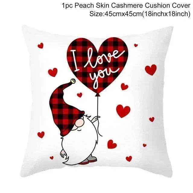 Valentine's Day Red Cartoon Letter Series Peach Skin Sofa Pillowcase