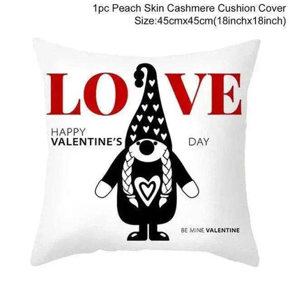 Valentine's Day Red Cartoon Letter Series Peach Skin Sofa Pillowcase