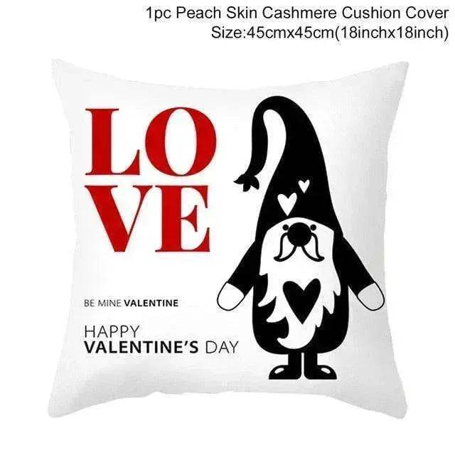 Valentine's Day Red Cartoon Letter Series Peach Skin Sofa Pillowcase