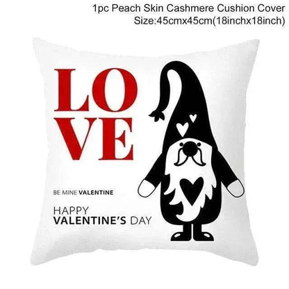 Valentine's Day Red Cartoon Letter Series Peach Skin Sofa Pillowcase