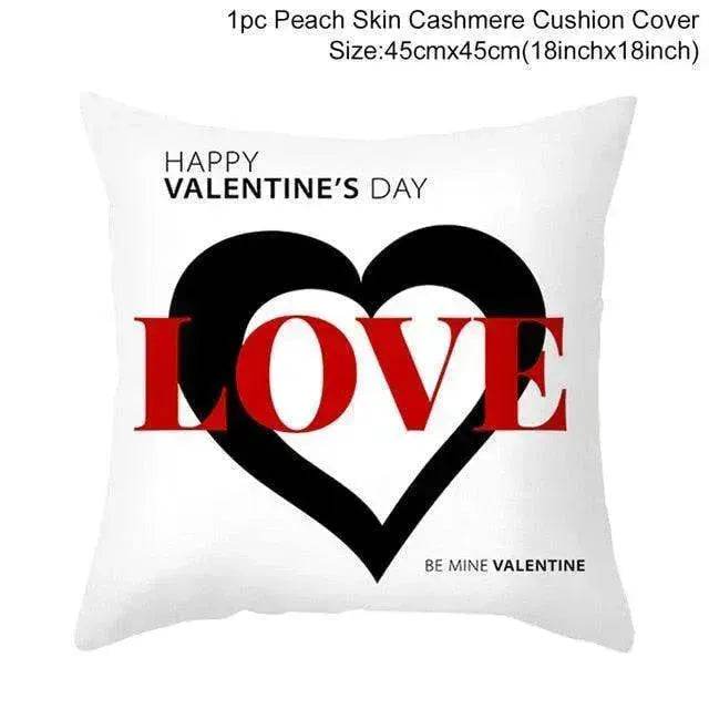 Valentine's Day Red Cartoon Letter Series Peach Skin Sofa Pillowcase