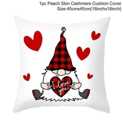 Valentine's Day Red Cartoon Letter Series Peach Skin Sofa Pillowcase