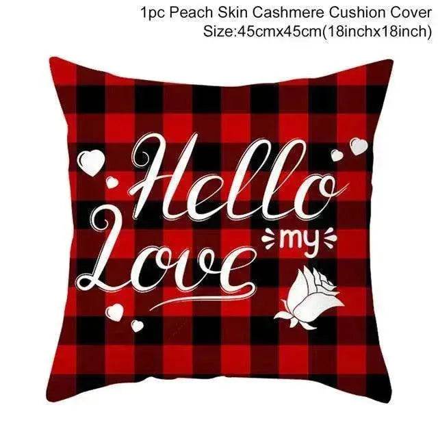 Valentine's Day Red Cartoon Letter Series Peach Skin Sofa Pillowcase