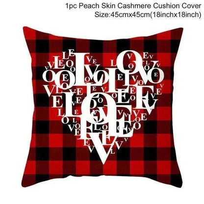 Valentine's Day Red Cartoon Letter Series Peach Skin Sofa Pillowcase