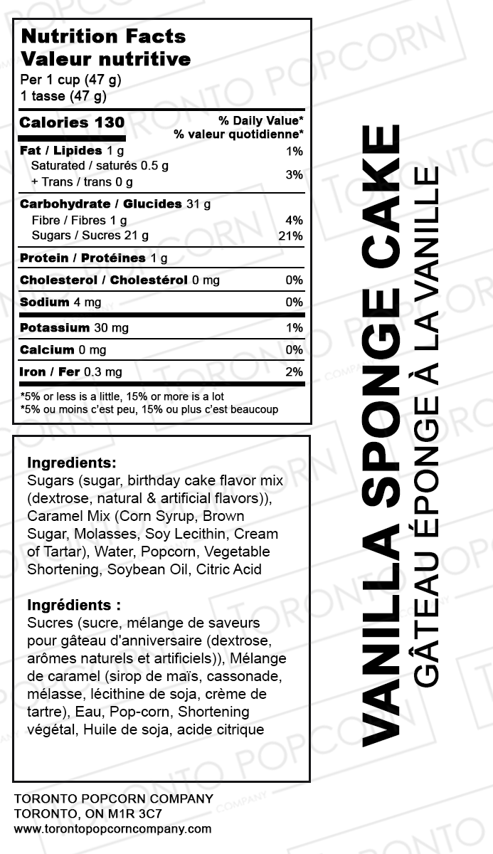 Pop-corn au gâteau éponge à la vanille