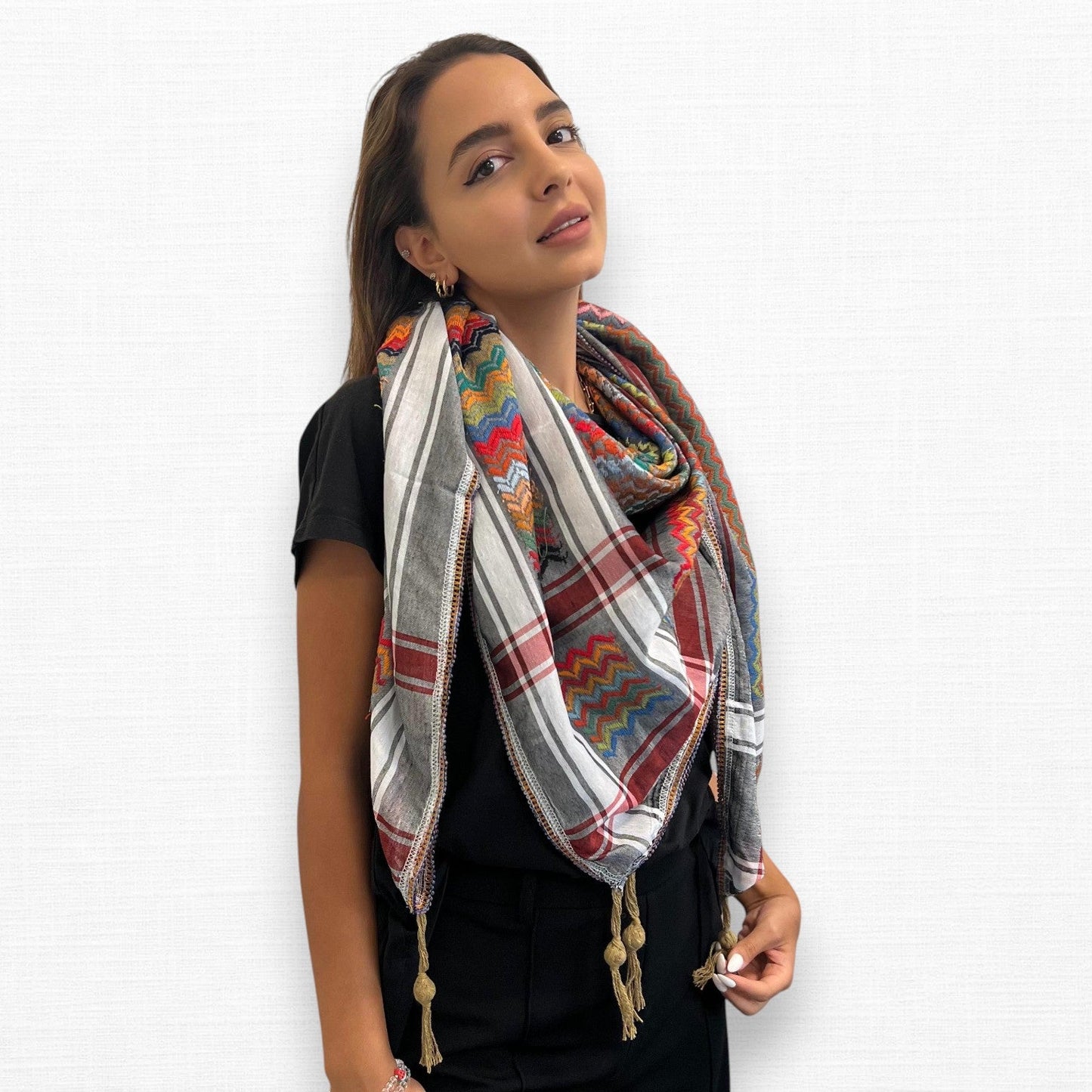 Vibrant Ash Grey Kufiya (Keffiyeh) | Made in Jordan