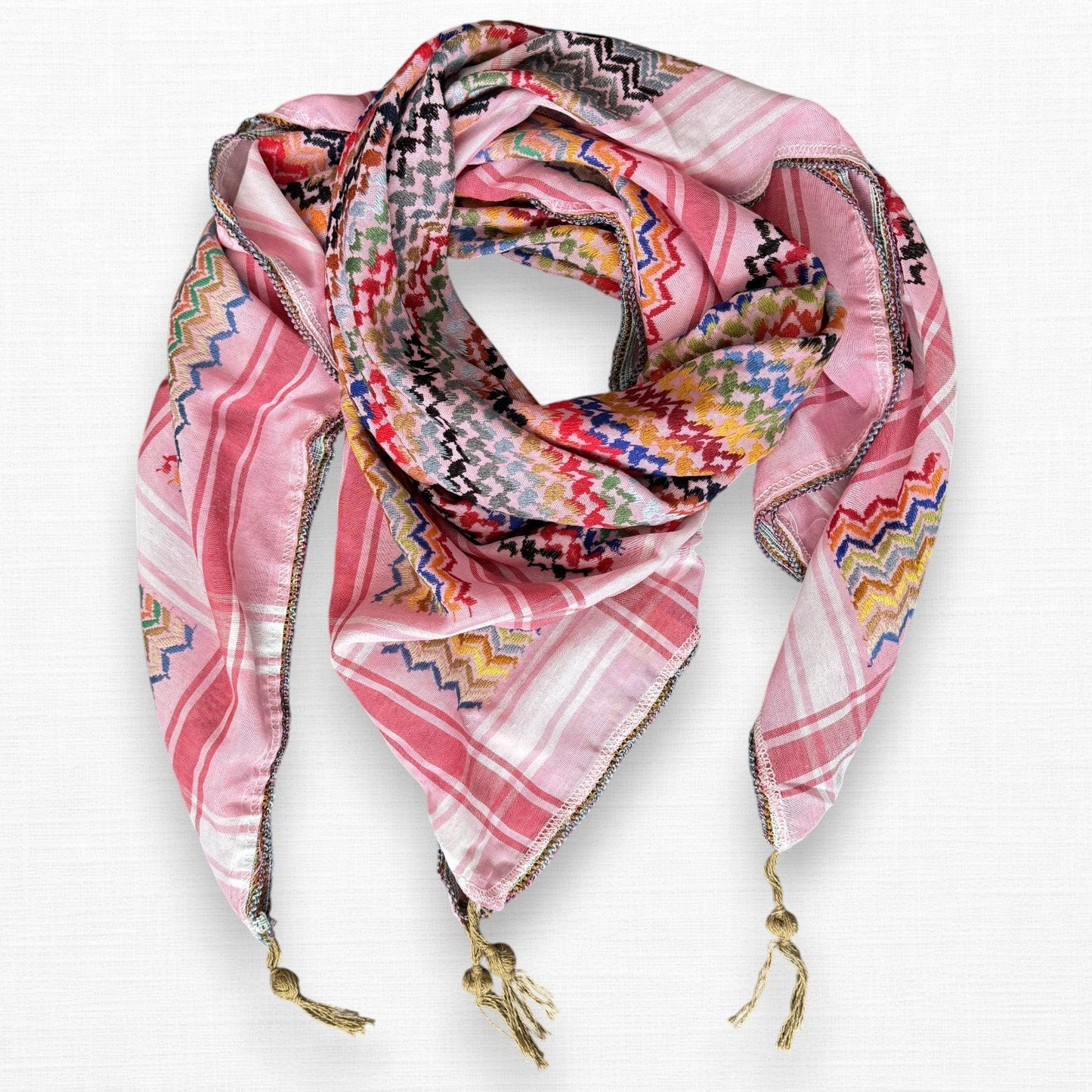 Vibrant Light Pink Kufiya (Keffiyeh) | Made in Jordan