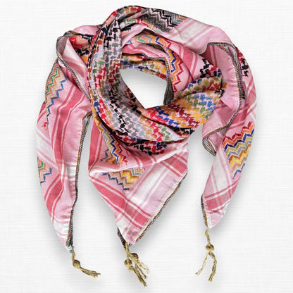 Vibrant Light Pink Kufiya (Keffiyeh) | Made in Jordan