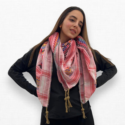 Vibrant Light Pink Kufiya (Keffiyeh) | Made in Jordan