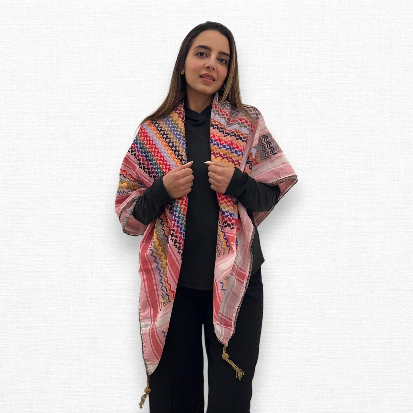 Vibrant Light Pink Kufiya (Keffiyeh) | Made in Jordan