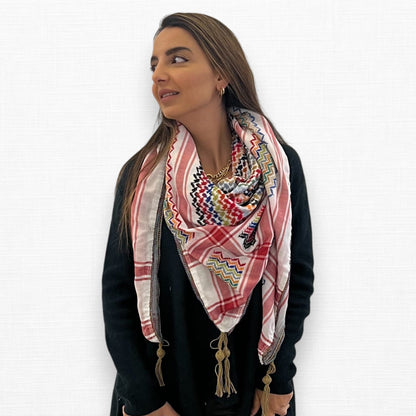 Vibrant Pure White Kufiya (Keffiyeh) | Made in Jordan