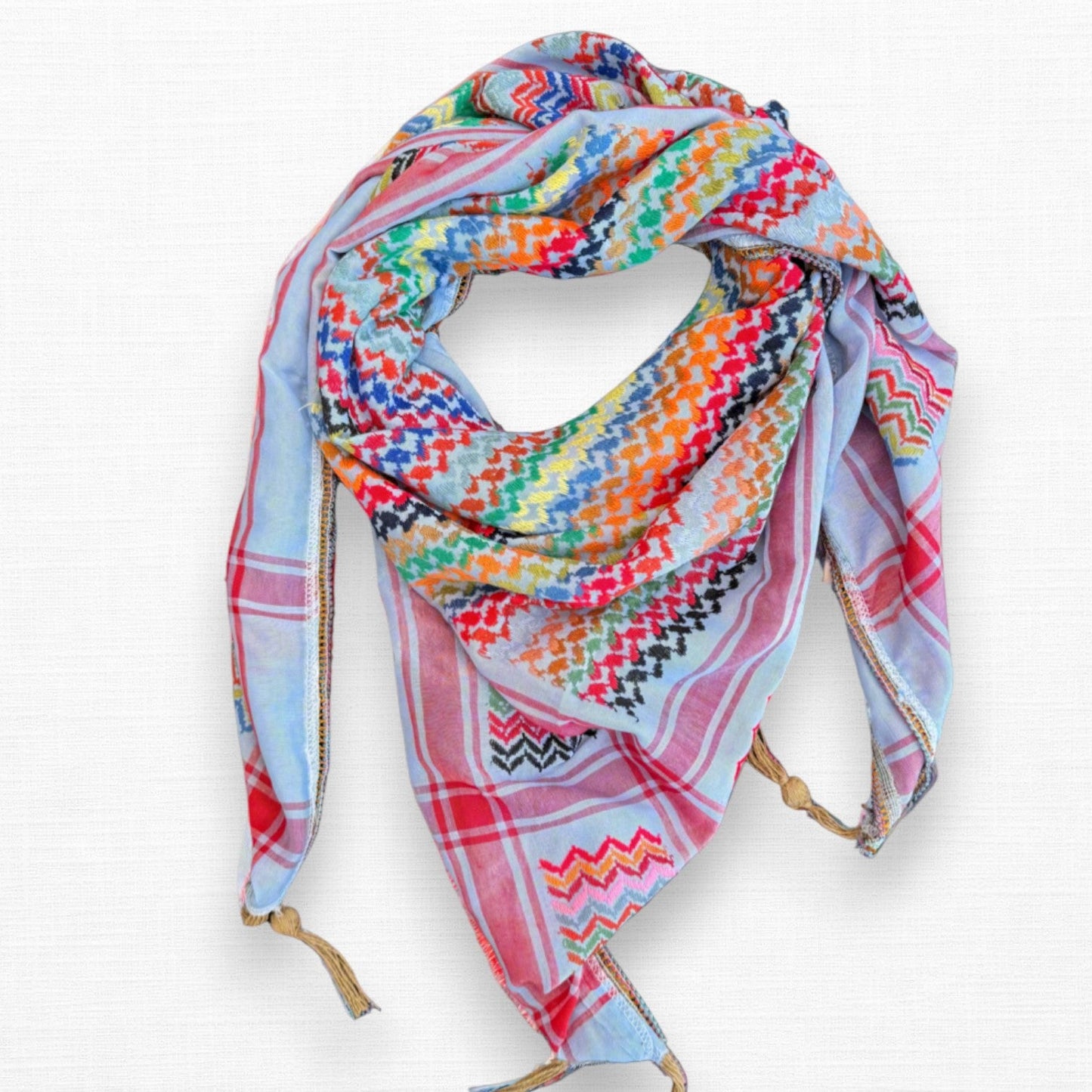Vibrant Sky Blue Kufiya (Keffiyeh) | Made in Jordan