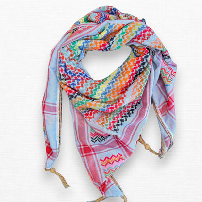 Vibrant Sky Blue Kufiya (Keffiyeh) | Made in Jordan