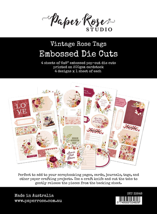 Vintage Rose Tags & Tickets Embossed Die Cuts 33648
