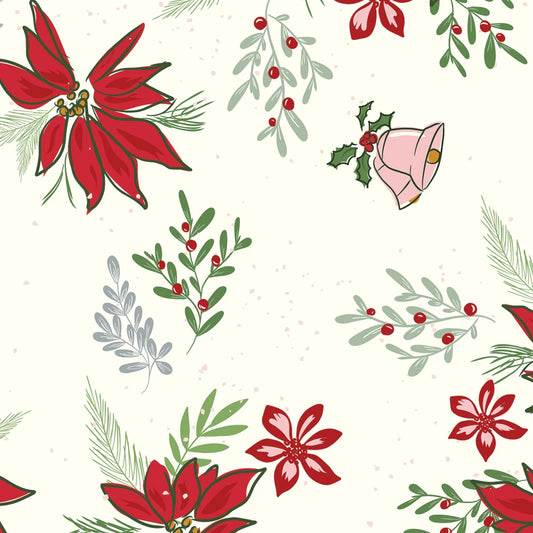 Mistletoe & Holly 108in Wide Back Floral Cloud