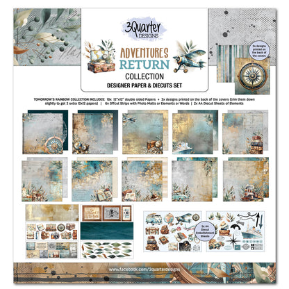3Quarter Designs Adventures Return 12x12 Design Paper & Diecuts Set