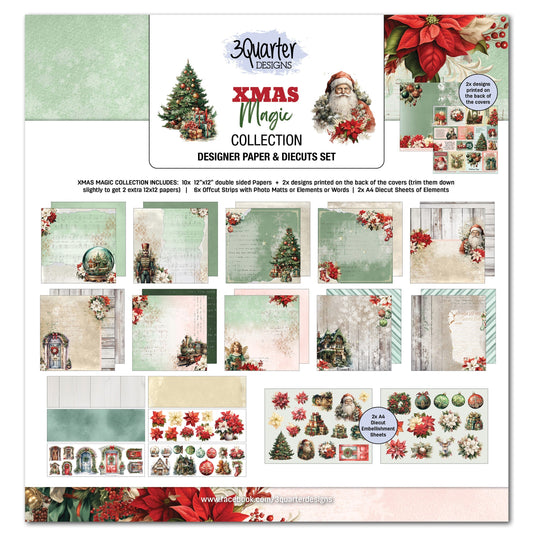 3Quarter Designs Xmas Magic 12x12 Design Paper & Diecuts Set
