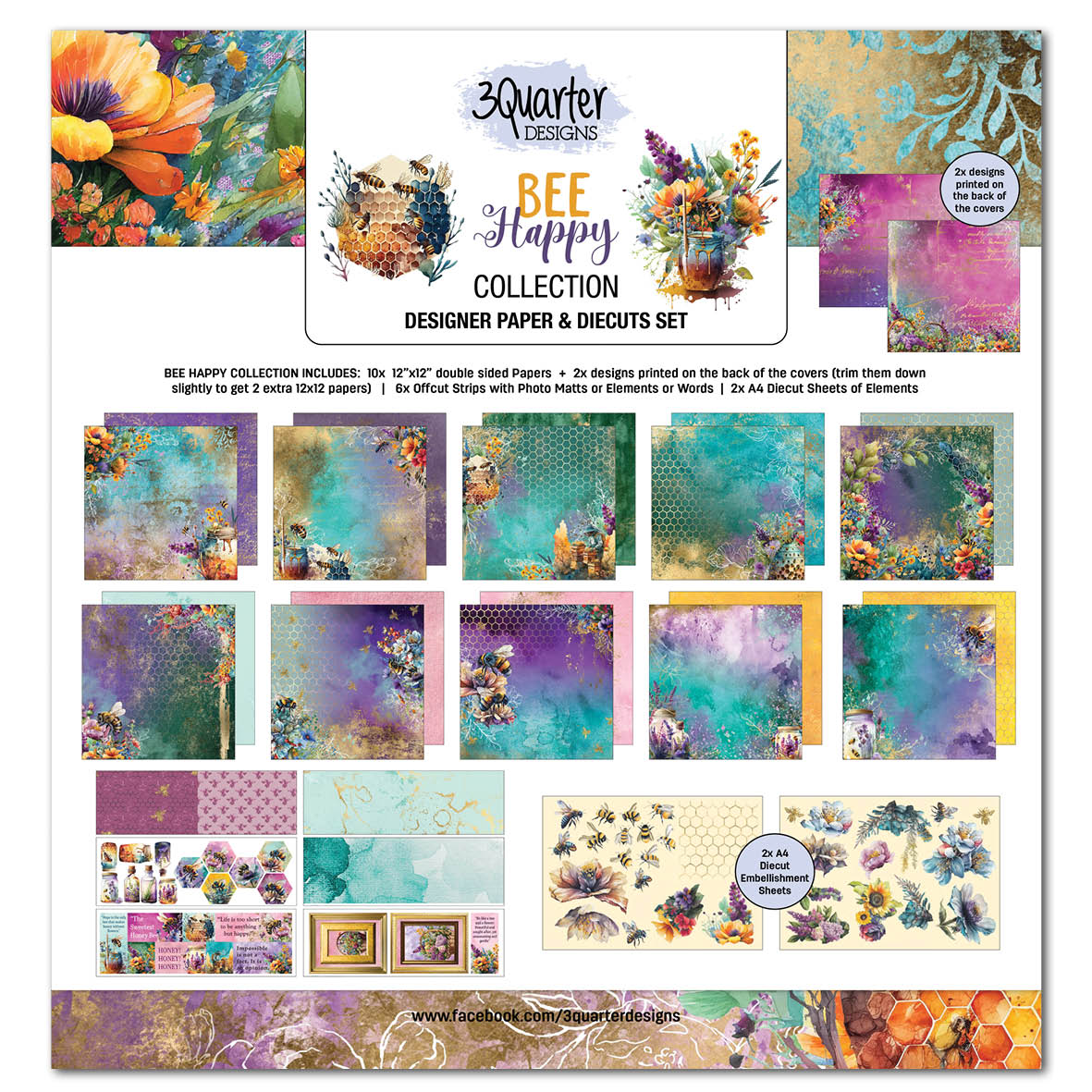 3Quarter Designs Collection Scrapbook Abeille Heureuse 30x30cm