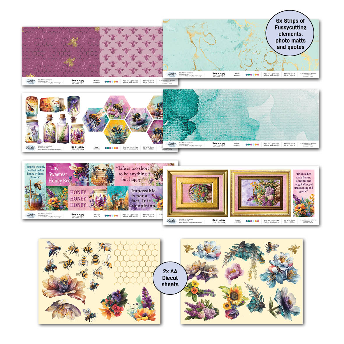 3Quarter Designs Collection Scrapbook Abeille Heureuse 30x30cm