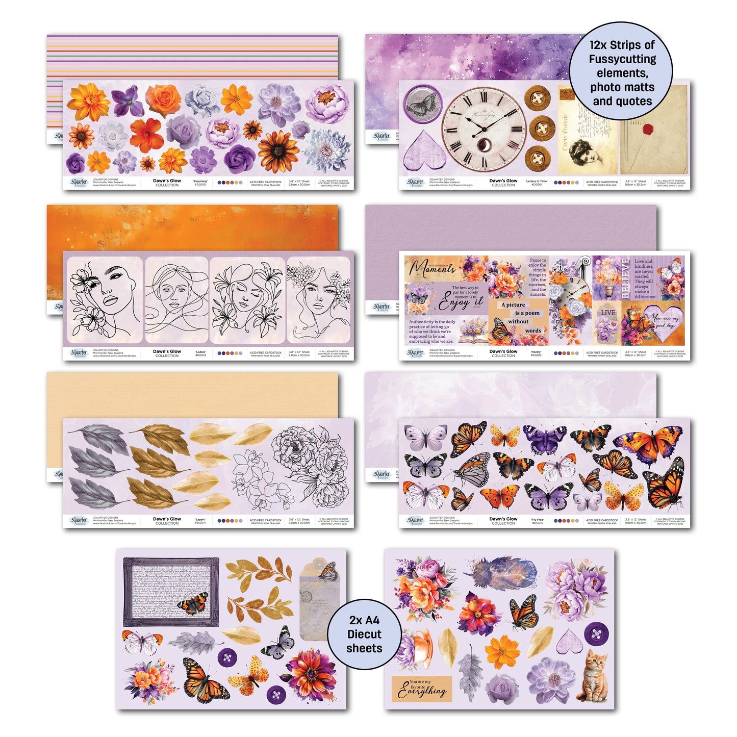 3Quarter Designs Dawns Glow 12x12 Design Paper & Diecuts Set