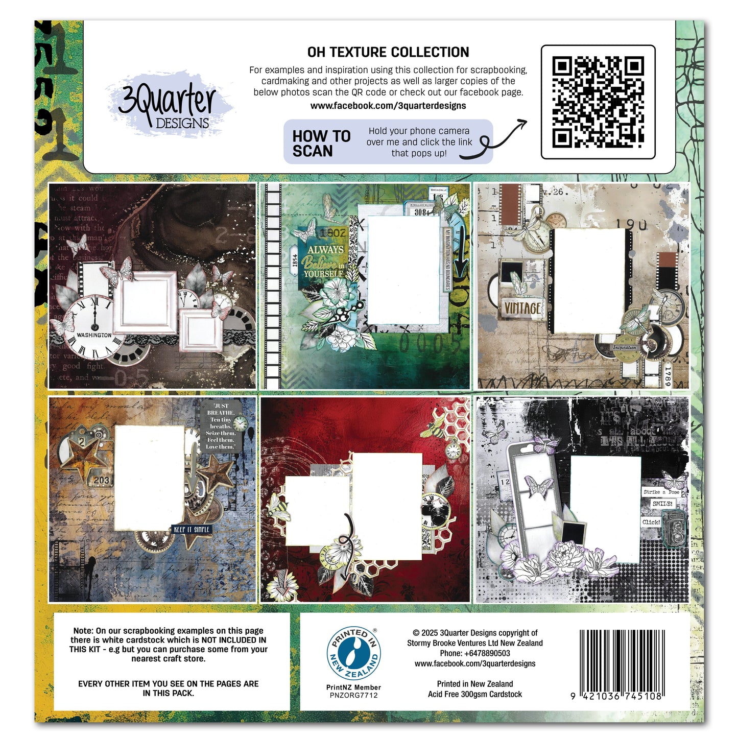 3Quarter Designs Oh Texture 12x12 Design Paper & Diecuts Set