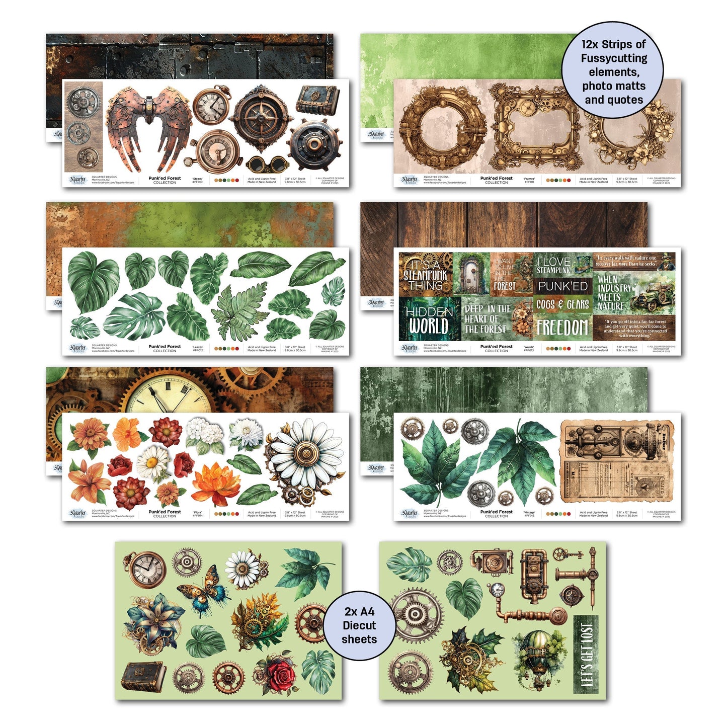 3Quarter Designs Punk'ed Forest 12x12 Design Paper & Diecuts Set