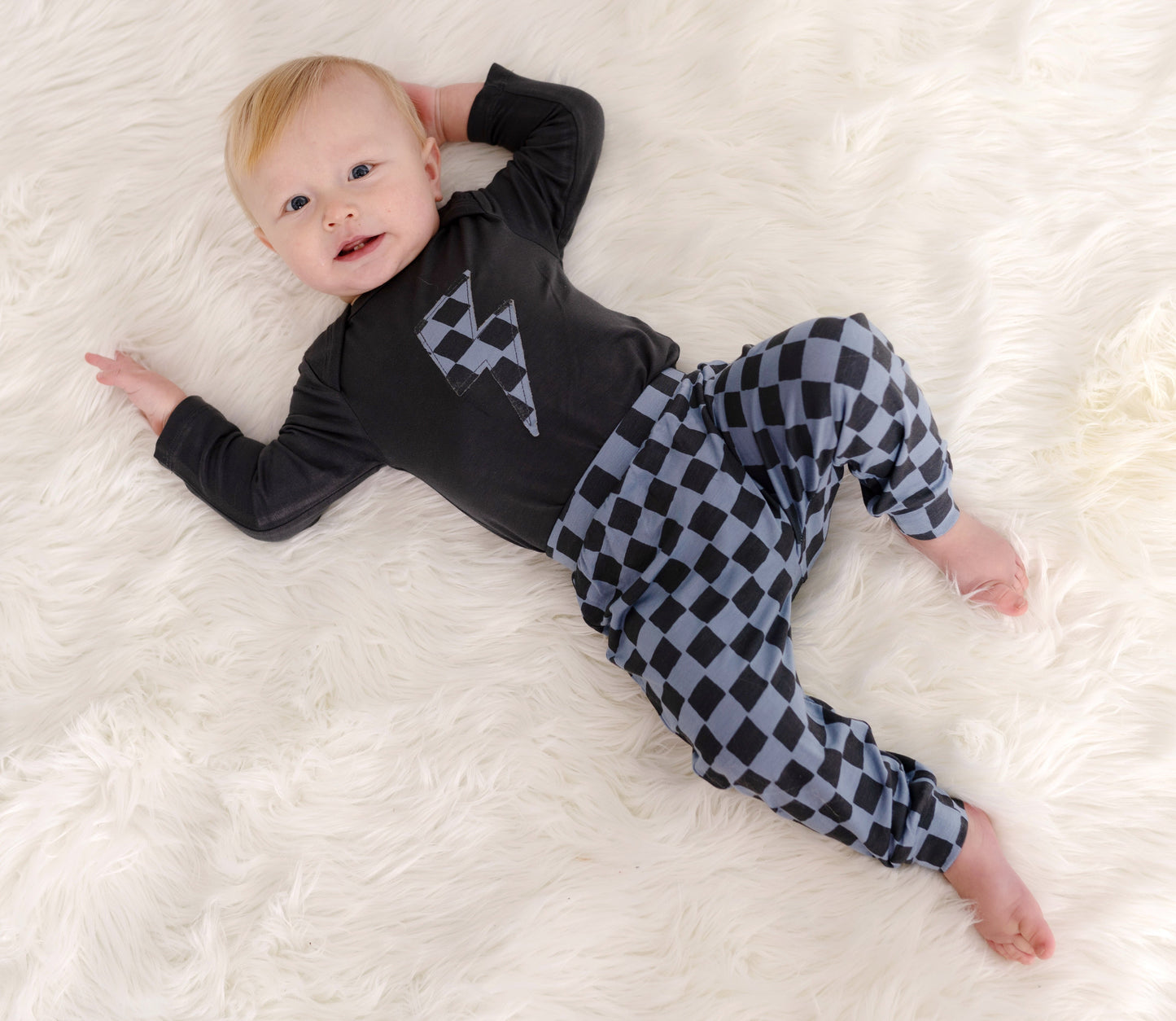 Pantalon sarouel en bambou (imprimé Check it Out)