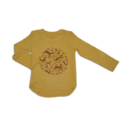 T-shirt en bambou à ourlet plongeant (Feuille d'automne)