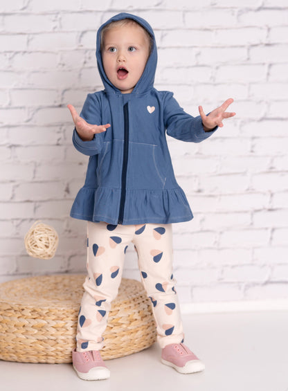Bamboo Fleece Zip Hoodie w/Ruffle (Galactic Blue)