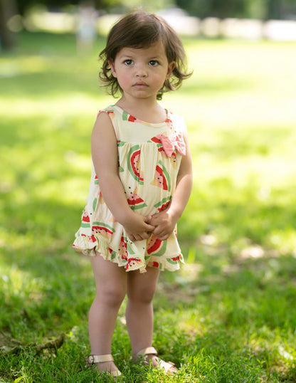 Bamboo Skirt Bodysuit (Watermelon Rainbow Print)