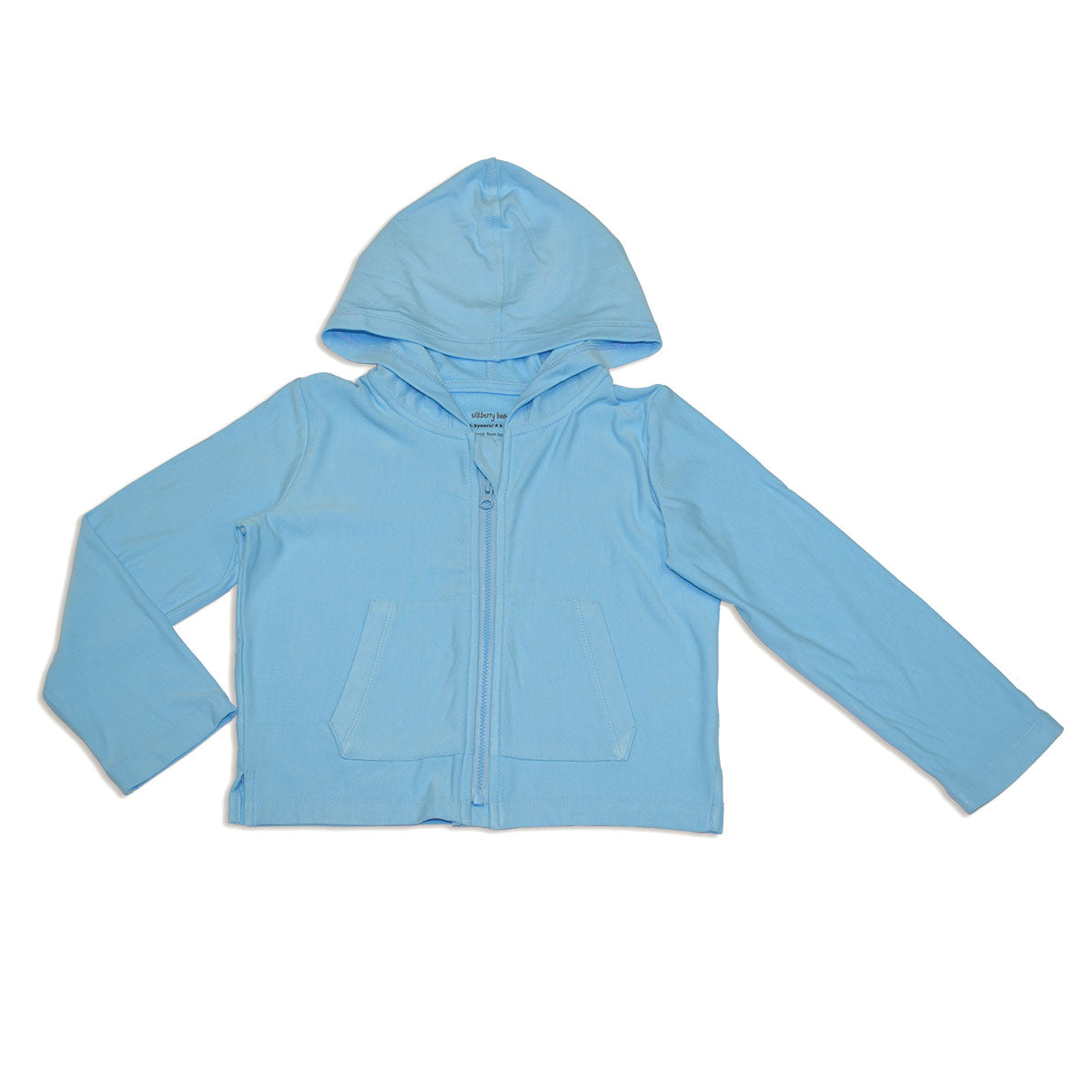 Sweat à capuche zippé en tissu éponge de bambou avec poche kangourou (Bleuet)