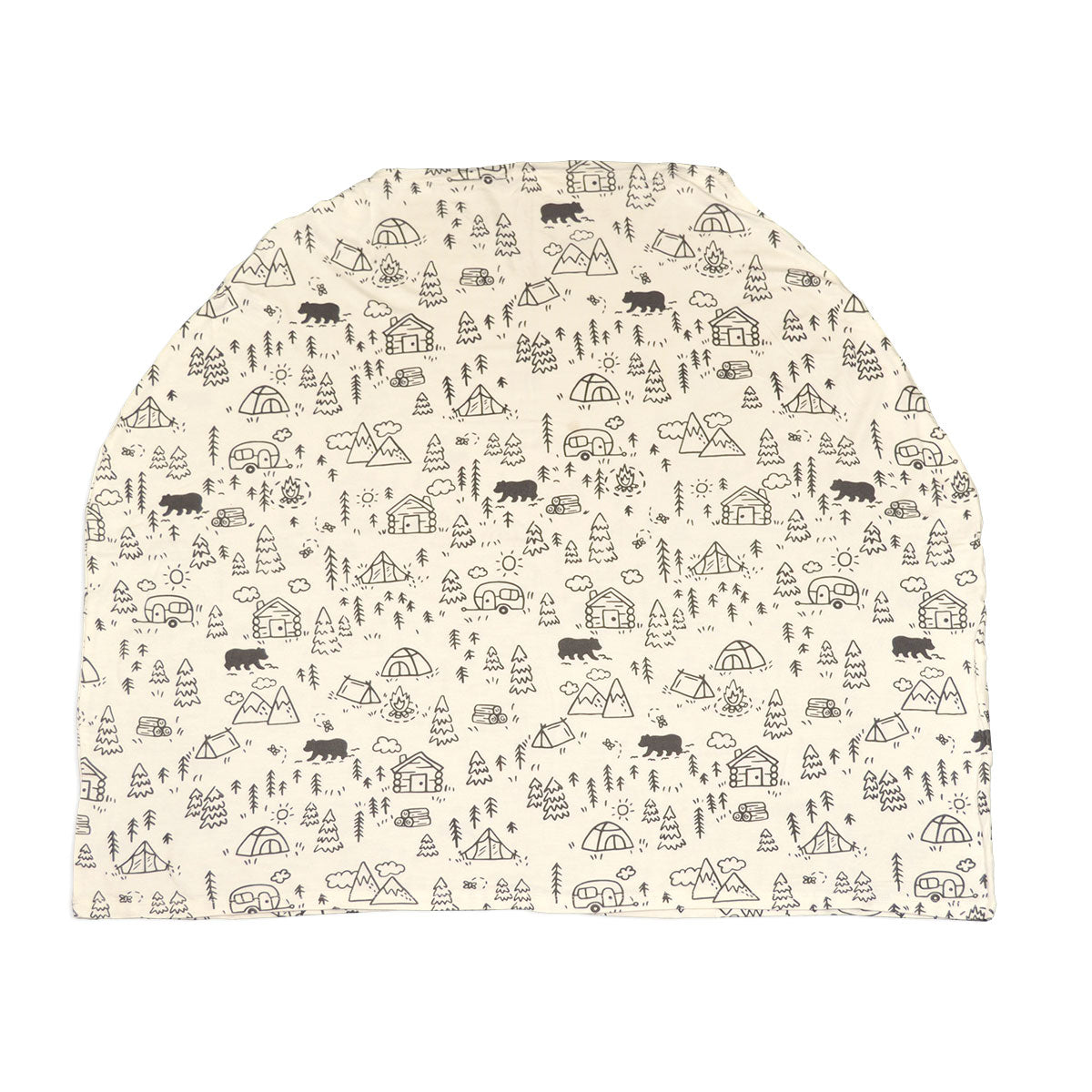 Couverture bébé et poncho d'allaitement en bambou (imprimé Doodle Camp)