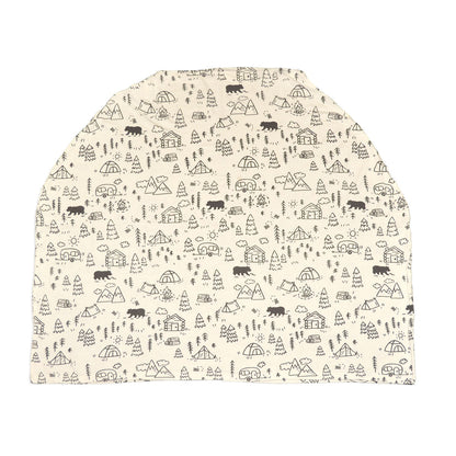 Couverture bébé et poncho d'allaitement en bambou (imprimé Doodle Camp)