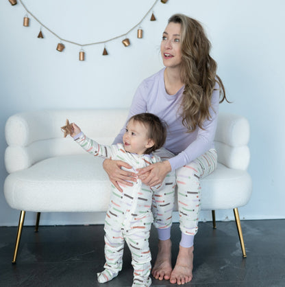 Bamboo Zip Up Footies (Pretty Pencils Print)