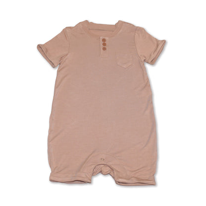 Bamboo Short Sleeve Romper with Buttons (Maple Sugar)