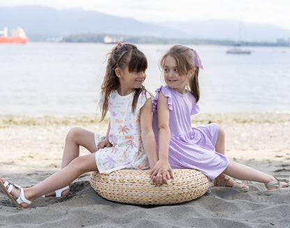 Bamboo Flutter Sleeve Dress with Bloomer (Lavender Bloom)