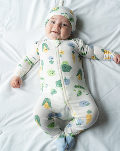 Bamboo Footies with Two Way Zipper (Farmers Market Print)