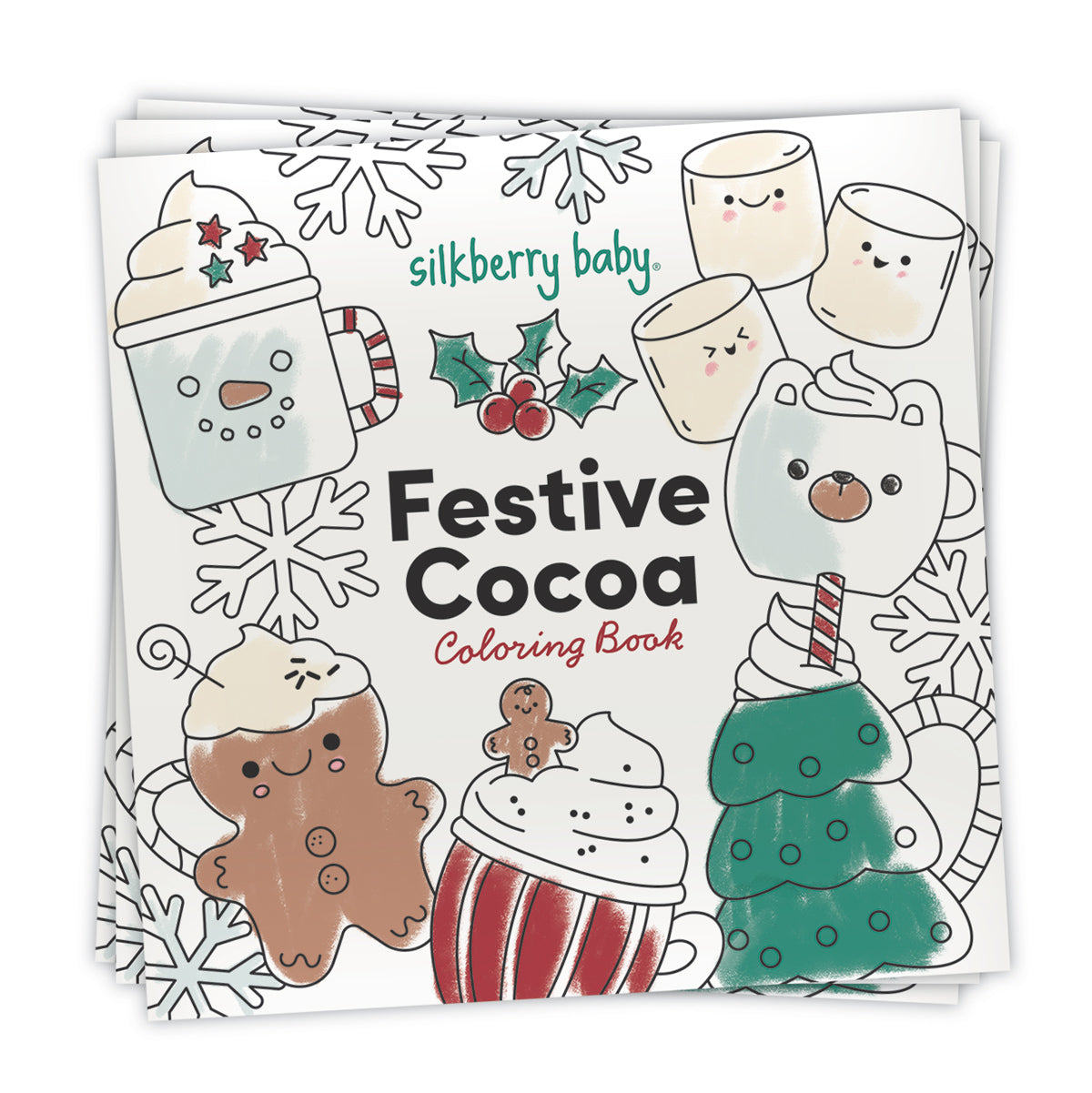 Bamboo Two Way Zipper Footies & Coloring Book (Festive Cocoa Print)