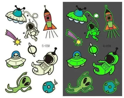 Waterproof kids aerospace luminous tattoo stickers