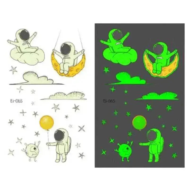 Waterproof kids aerospace luminous tattoo stickers