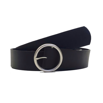 Sempre - Brown Vachetta Leather Waist Belt with Circular Buckle - Made in Canada