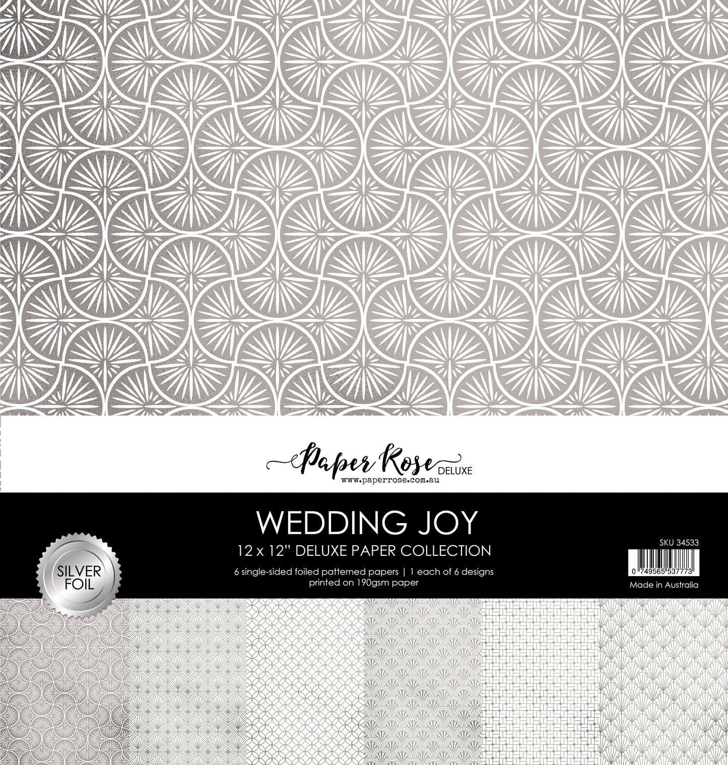 Wedding Joy Foil Silver 12x12 Paper Collection 34533