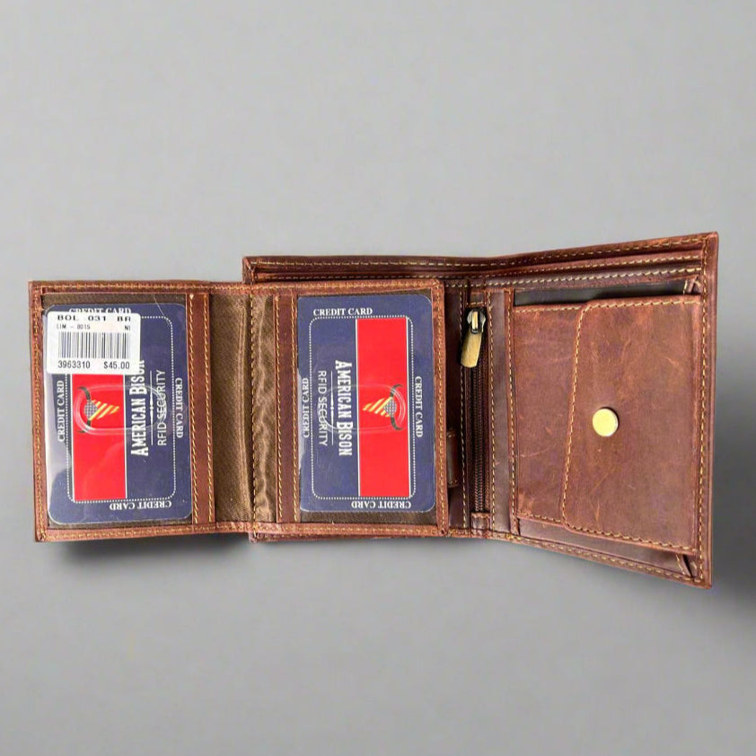 Men’s Bifold Flipout Cow Leather Wallet