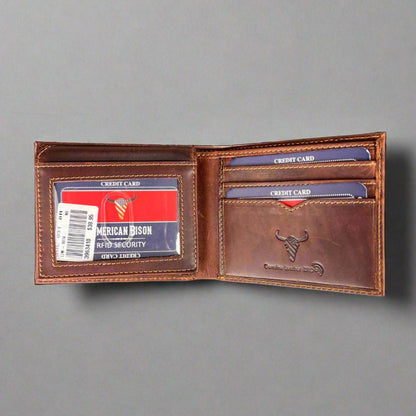 Portefeuille homme en cuir de vachette, modèle Bifold à volet